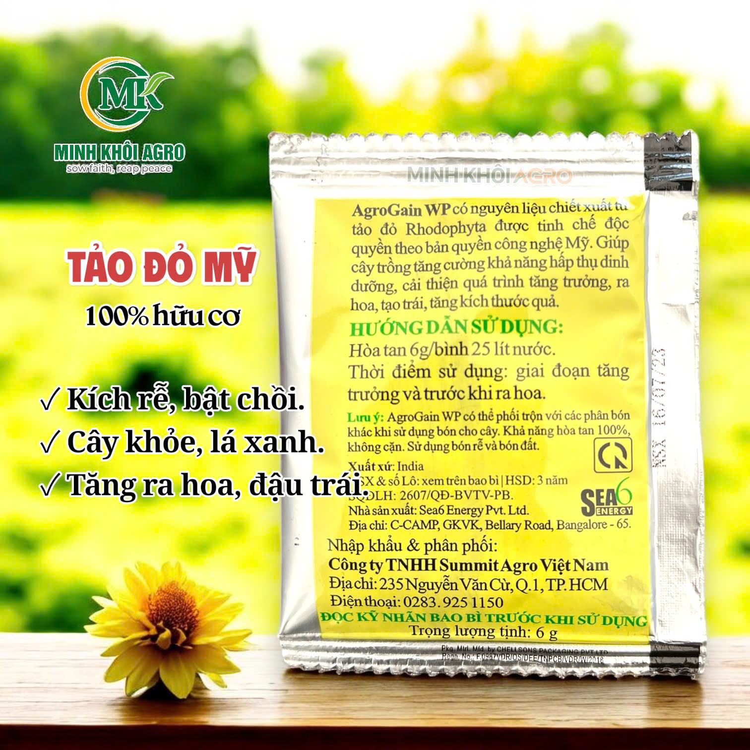 Phân bón hữu cơ AgroGain - Gói 6g